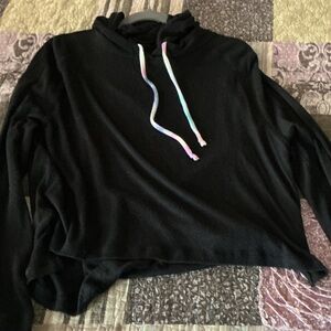 Victoria's Secret Black Hoodie with Colorful Drawstrings